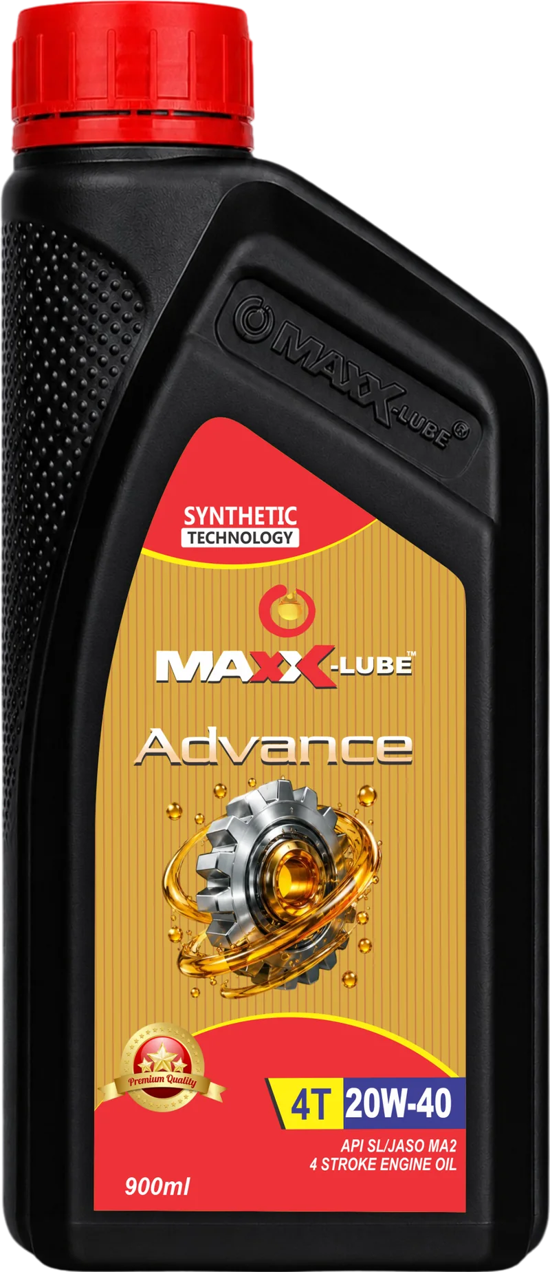 MAXX-LUBE ADVANCE 4T 20W-40 API SL JASO MA2 engine oil, 900ml black bottle